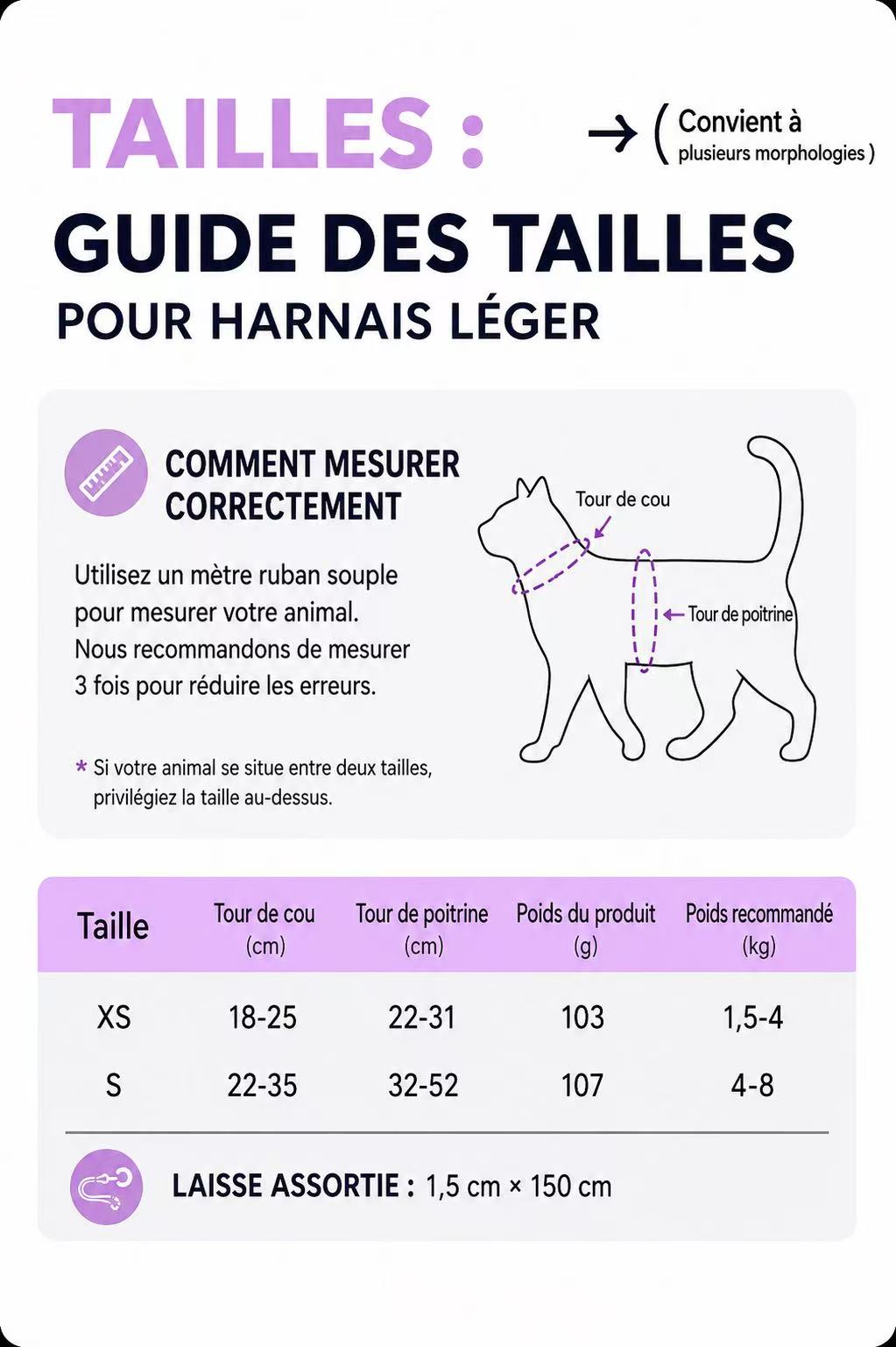 Harnais chat anti-fugue avec étui pour traceur